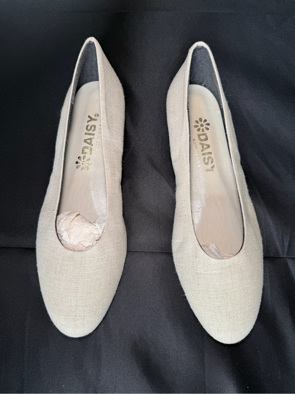 Daisy Women's Beige Linen Ballet Flats Slip-On Shoes Women’s 10 AA